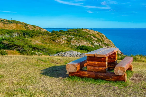 Wooden Bench Kullaberg Peninsula Sweden — Stock Photo, Image