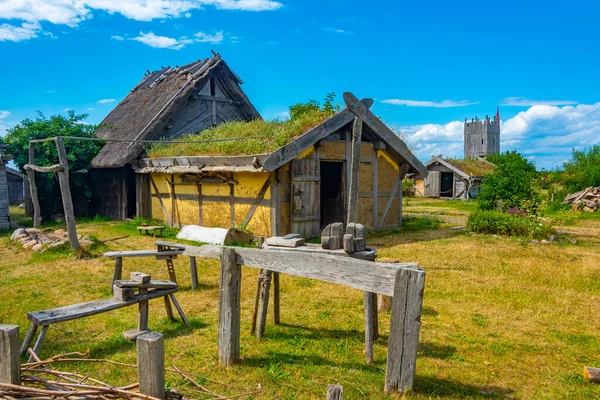 瑞典Foteviken维京博物馆的木制小屋 — 图库照片