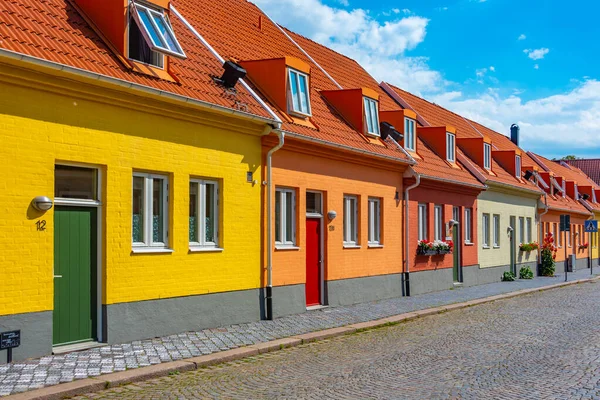 Rue Traditionnelle Colorée Dans Ville Suédoise Trelleborg — Photo