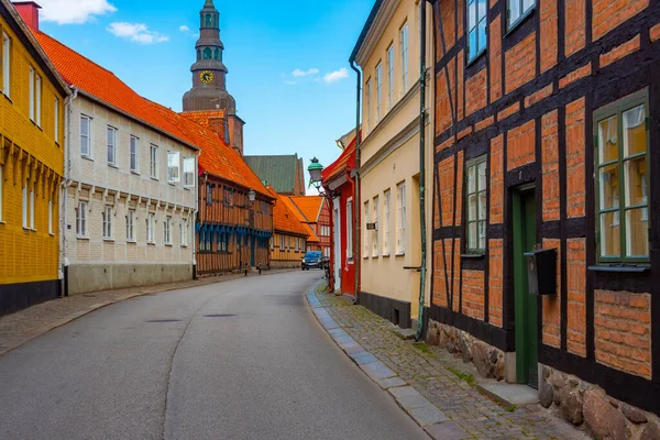 Strada Tradizionale Colorata Nella Città Svedese Ystad — Foto Stock