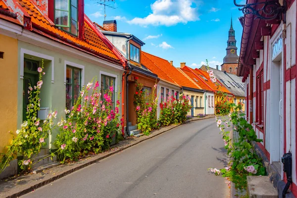 Традиционная Красочная Улица Шведском Городе Истад — стоковое фото