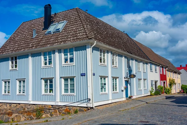 Красочные Деревянные Дома Шведском Городе Карлсхамн — стоковое фото