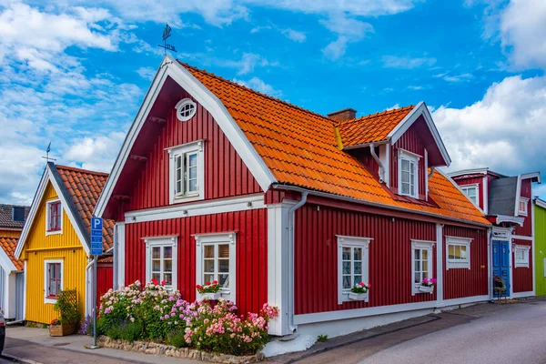 Casas Coloridas Madeira Cidade Sueca Karlskrona — Fotografia de Stock