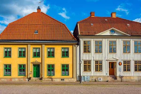 stock image Colorful timber houses in Swedish town Kalmar.