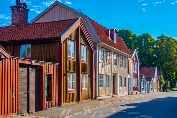 Sveç Kalmar Kasabasında Renkli Ahşap Evler — Stok fotoğraf