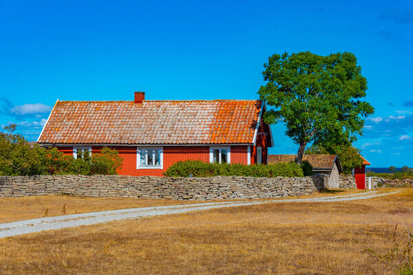 Colorful timber houses in Swedish island oland.