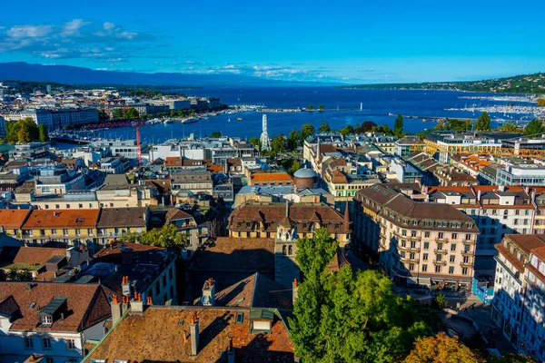 stock image Aerial view of Geneva from Cathedral Saint Pierre, Switzerland.