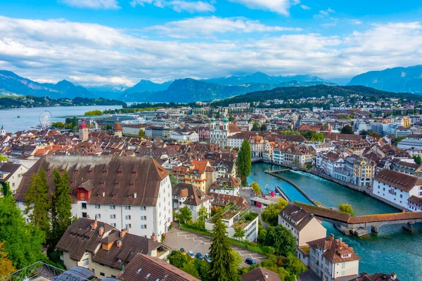 Αεροφωτογραφία Της Ελβετικής Πόλης Luzern — Φωτογραφία Αρχείου