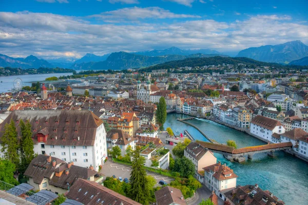 Luftaufnahme Der Schweizer Stadt Luzern — Stockfoto