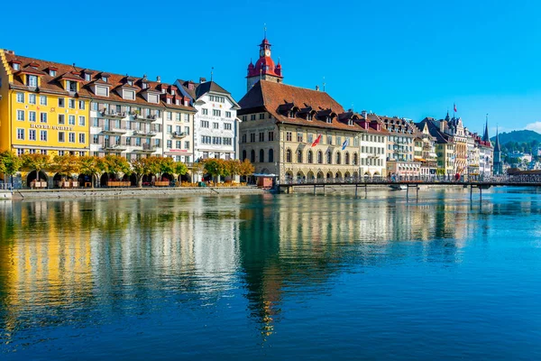 Hotels Waterfront Reuss Swiss Town Luzern — Stock Photo, Image
