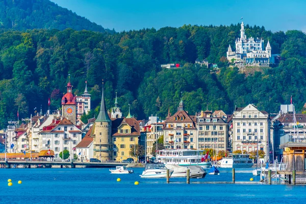 stock image Old town of Luzern from waterfront of lake Lucerne, Switzerland.