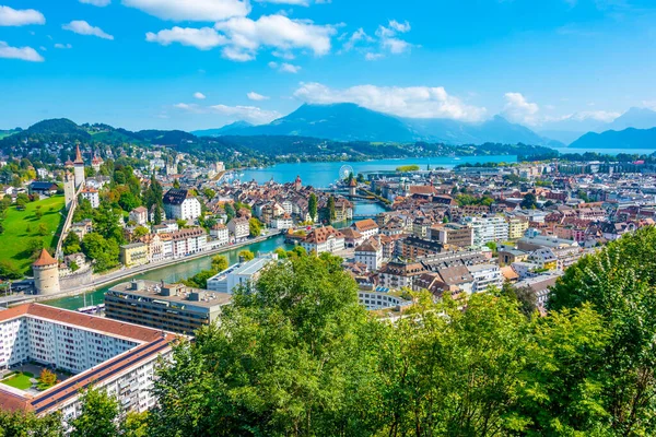 Panorama Vista Luzern Palácio Guetsch — Fotografia de Stock