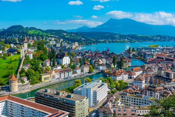Πανόραμα Άποψη Του Luzern Από Παλάτι Guetsch — Φωτογραφία Αρχείου