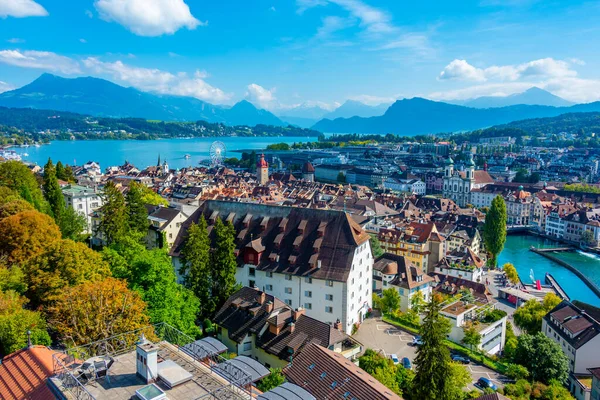 Вид Воздуха Швейцарский Город Люцерн Церковь Иезуитов — стоковое фото