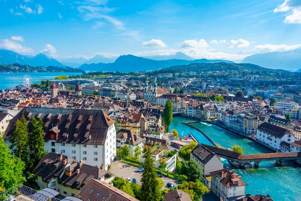 Вид Воздуха Швейцарский Город Люцерн Церковь Иезуитов — стоковое фото