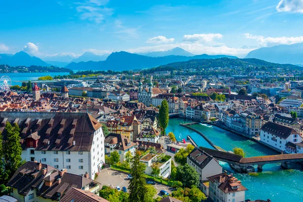 Widok Lotu Ptaka Szwajcarskie Miasto Luzern Kościół Jezuitów — Zdjęcie stockowe