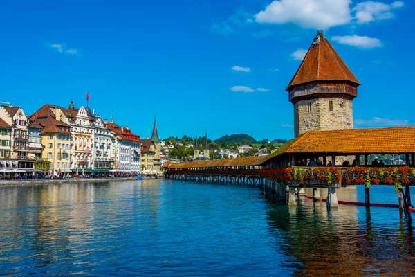 Stock image View of Kapellbruecke at Swiss town Luzern.