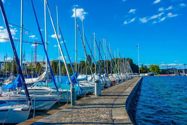 Marina Mit Kleinen Booten Auf Dem Zürichsee Der Schweiz — Stockfoto
