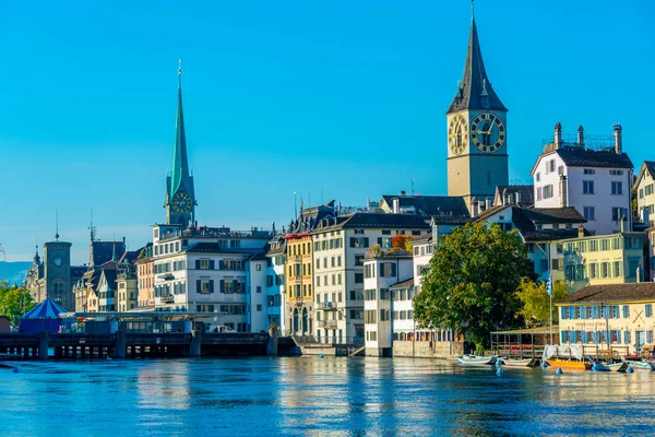 Vista Panorâmica Centro Histórico Cidade Zuerich Suíça — Fotografia de Stock