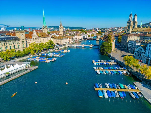 Luftaufnahme Des Ufers Der Schweizer Limmat Zürich — Stockfoto