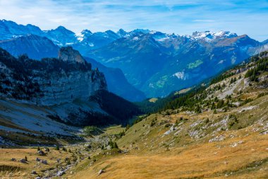 İsviçre 'deki Schynige Platte' den Bernese Alpleri 'nin Panorama manzarası.