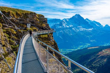 First Cliff Walk in Swiss Alps. clipart