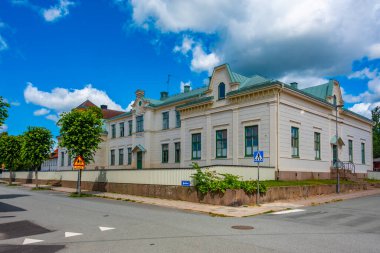 İsveç 'in Eksjo kasabasında renkli kereste evleri