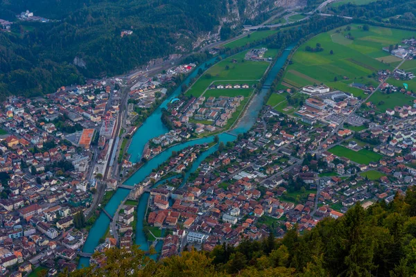 Панорамный Вид Город Интерлакен Швейцария — стоковое фото