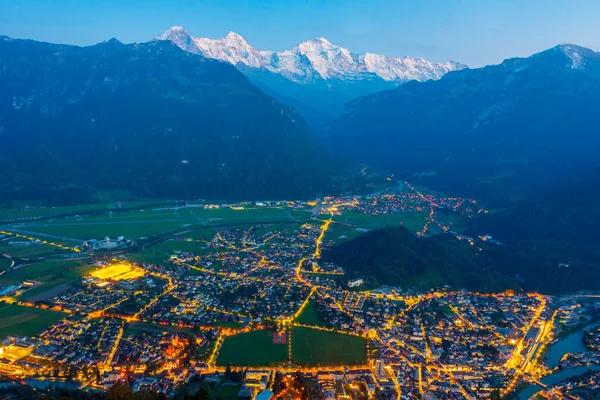 Панорама Заходу Сонця Інтерлакен Швейцарія — стокове фото