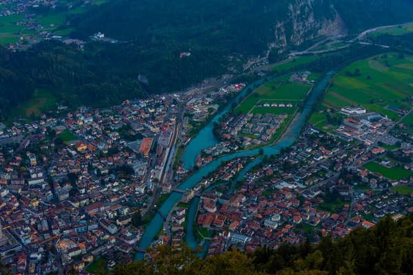 Панорамный Вид Город Интерлакен Швейцария — стоковое фото