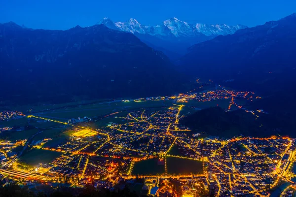 Панорама Заходу Сонця Інтерлакен Швейцарія — стокове фото