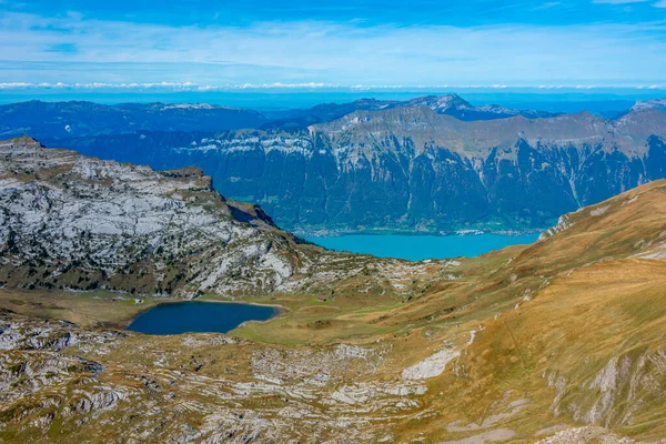 Panorama View Brienzersee Lake Schynige Platte First Highting Track Switzerland — 스톡 사진