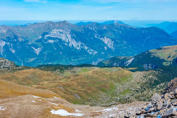 Rotsachtig Landschap Langs Schynige Platte Eerste Wandelroute Zwitserland — Stockfoto
