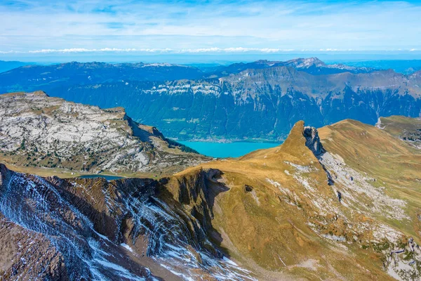 stock image Panorama view of Brienzersee lake alongside Schynige Platte-First hiking track in Switzerland.