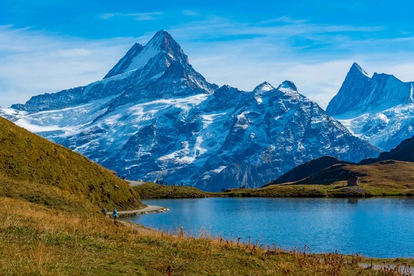 İsviçre Alplerinde Bachsee 'nin Panorama manzarası.