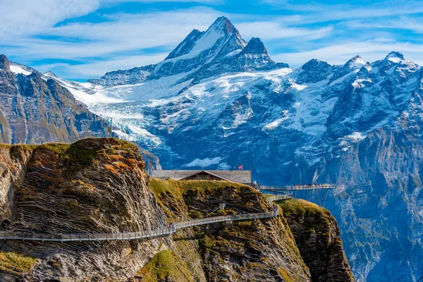 Eerste Cliff Walk Zwitserse Alpen — Stockfoto