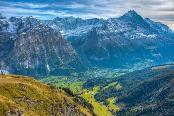 Panorama Vista Grindelwald Suíça — Fotografia de Stock