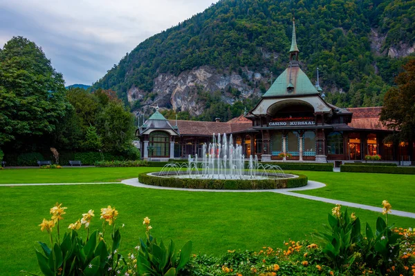 Coucher Soleil Sur Casino Interlaken Suisse — Photo