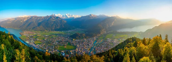 Sonnenuntergang Panoramablick Auf Interlaken Schweiz — Stockfoto