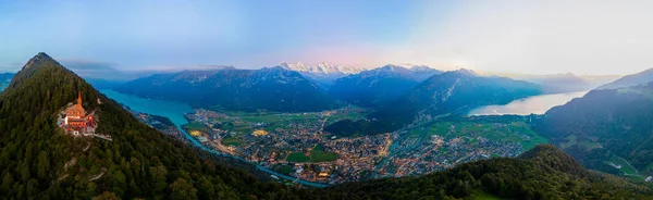 Panorama Del Atardecer Harder Kulm Suiza — Foto de Stock