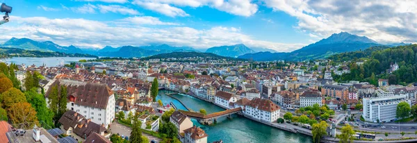 Pemandangan Udara Kota Luzern Swiss Dan Gereja Jesuit — Stok Foto