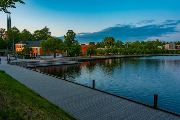 Lakeside Promenade Zweedse Stad Vaxjo — Stockfoto