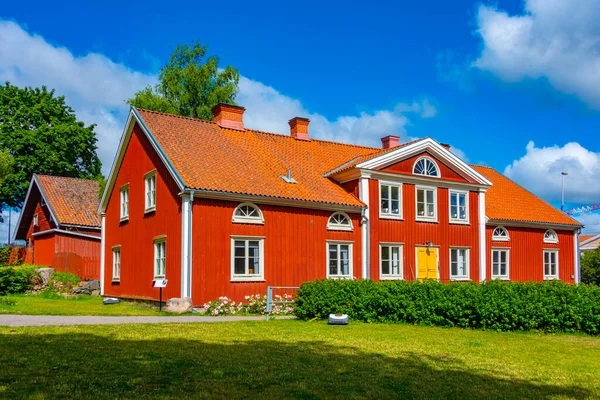Bunte Holzhäuser Der Schwedischen Stadt Vaxjo — Stockfoto