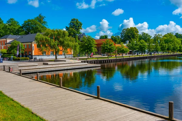 Lakeside Promenade Swedish Town Vaxjo Day — Stock Photo, Image
