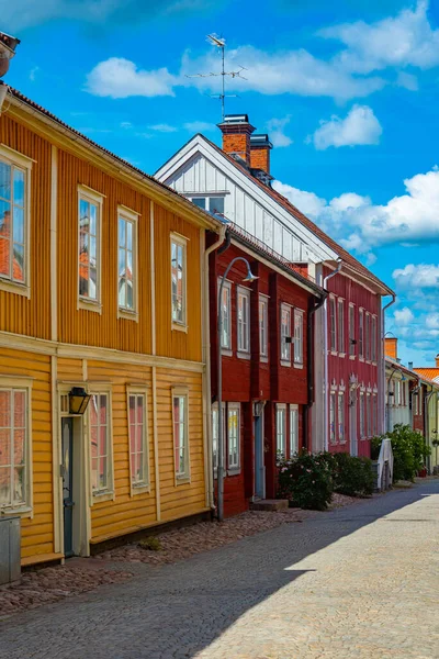 Case Legno Colorate Nella Città Svedese Eksjo — Foto Stock