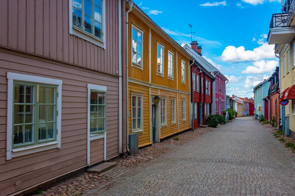 Красочные деревянные дома в шведском городе Eksjo