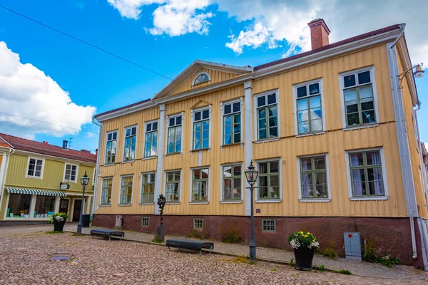 Красочные Деревянные Дома Шведском Городе Eksjo — стоковое фото