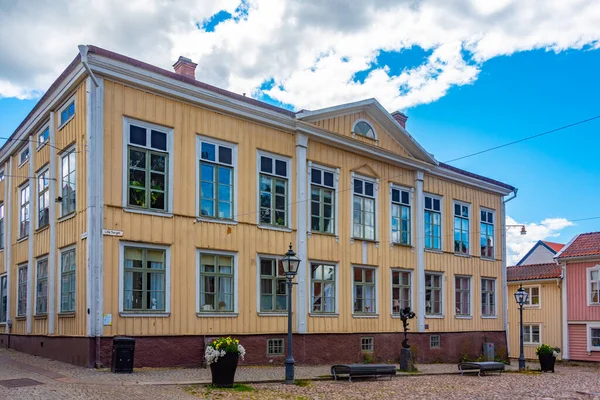 Bunte Holzhäuser Der Schwedischen Stadt Eksjo — Stockfoto