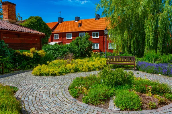 Barevné Dřevěné Domy Švédském Městě Eksjo — Stock fotografie