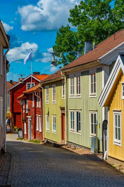 Case Legno Colorate Nella Città Svedese Eksjo — Foto Stock